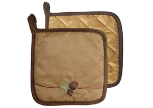 Image for Embroidered Pine Cone 10 Pcs Pot Holder Set