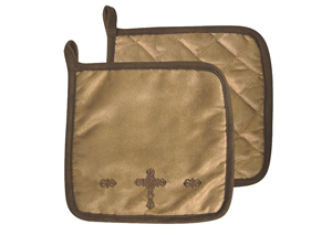 Image for Embroidered Cross 10 Pcs Pot Holder Set