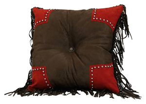 Image for Red Rodeo Brown Tooled Pillow w/Scallop