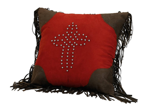 Image for Red Rodeo Studded Cross Pillow