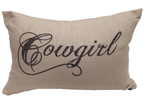 Image for Natural Crestwood Cowgirl Script Pillow