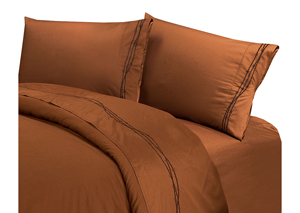 Image for Barbwire Copper Queen Embroidered Sheets