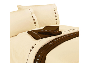Image for Star Cream Full Embroidered Sheets