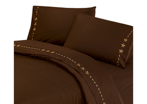 Image for Star Chocolate Queen Embroidered Sheets