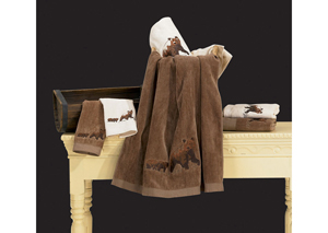 Image for Embroidered Cream Bear Towel Set