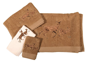 Image for Embroidered Cream Deer Towel Set