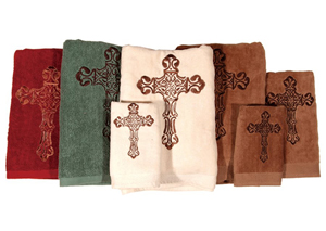 Image for Cream 3 Pc Embroidered Cross Towel Set