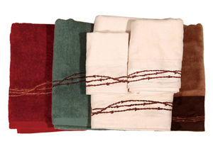 Image for Cream 3 Pc Embroidered Barbwire Towel Set