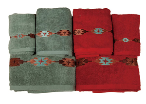Image for Red 3 Pc Embroidered Navajo Towel Set