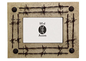Image for Cream Distressed Wood Picture Frame w/Barbwire