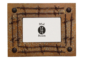 Image for Natural Distressed Wood Picture Frame w/Barbwire