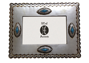 Image for 4' x 6' Silver Painted Picture Frame w/Turquoise Conchos
