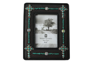 Image for Turquoise Crosses Jeweled Picture Frame