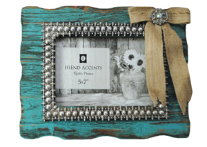 Image for Turquoise Picture Frame w/Burlap Bow