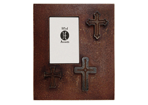 Image for 4' x 6' Red Distressed Wood Picture Frame w/3 Cross Design