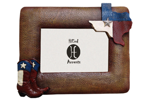 Image for Faux Leather Picture Frame w/Texas Flag & Boots