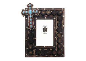 Image for 4' x 6' Wooden Circles Picture Frame w/Turquoise Cross