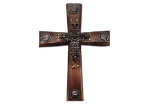 Image for Wood Cross w/Star Concho