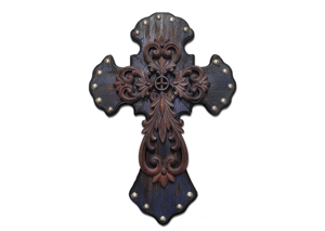 Image for Large Blue Studded Cross w/Metal Cross Overlay
