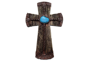 Image for Rustic Resin Cross w/Turquoise Center Stone