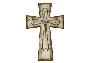 Image for Wood Cross w/Wire Detail
