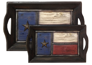 Image for Distressed Wood Texas Flag Serving Trays (Set of 2)