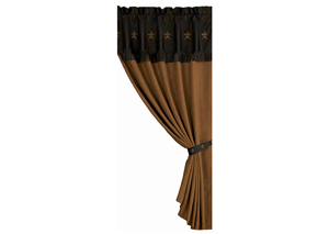 Image for Laredo Chocolate Embroidered Star Curtain