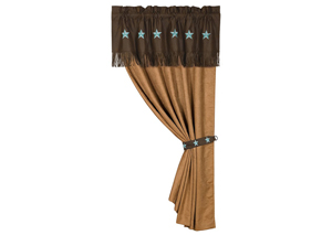 Image for Laredo Turquoise Embroidered Star Curtain