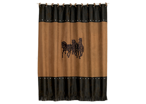 Image for Ocala II Embroidered 3 Horse Shower Curtain
