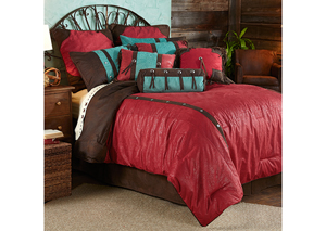 Image for Cheyenne Red 7 Pc Queen Comforter Set