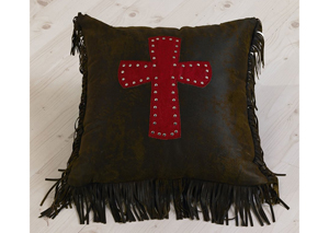 Image for Cheyenne Red Tooled Leather w/Cross