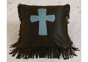 Image for Cheyenne Turquoise Tooled Leather Cross
