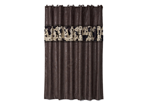 Image for Caldwell Faux Tooled Leather Curtain w/Cowhide Banner
