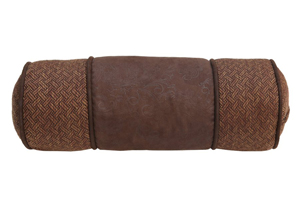Image for Del Rio Tweed & Faux Leather Neck Roll Pillow