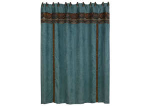Image for Del Rio Blue Velvet Shower Curtain w/Faux Leather Lining