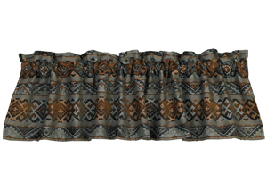 Image for Del Rio Blue & Brown Geometric Pattern Valance