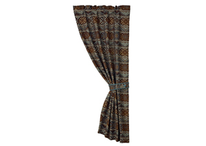 Image for Rio Grande Blue/Brown Geometric Pattern Curtain