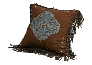 Image for Bella Vista Chocolate Medallion Pillow w/Fringe