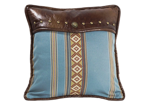 Image for Ruidoso Square Blue Striped Pillow w/Studs