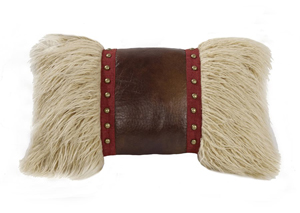 Image for Ruidoso Mongolian Fur Pillow w/Faux Leather & Studs
