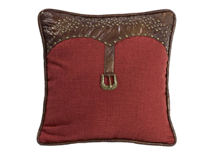 Image for Ruidoso Square Red Pillow w/Scalloped Leather Edges