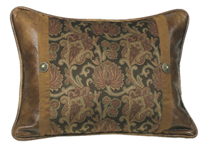 Image for Austin Paisley Pattern Oblong Pillow w/Faux Leather & Concho