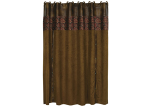 Image for Austin Paisley Shower Curtain w/Faux Suede & Leather