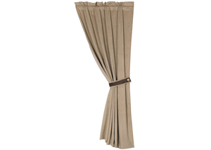 Image for Tucson Tan Velvet Curtain w/Faux Leather Tieback