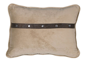 Image for Tucson Tan Velvet Oblong Pillow w/Faux Leather & Stud Trim