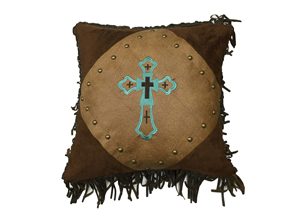 Image for Las Cruses ll Embroidered Cross Pillow, 18" x 18"