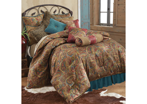 Image for San Angelo Teal 4 Pc Paisley & Teal Velvet Full Comforter Set
