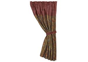 Image for San Angelo Red Paisley Curtain w/Red Faux Leather & Stud Trim