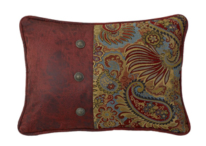 Image for San Angelo Red Paisley Accent Pillow w/Faux Leather & Brass Conchos