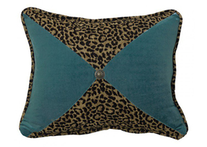Image for San Angelo Teal Leopard & Teal Velvet Pillow w/Brass Concho